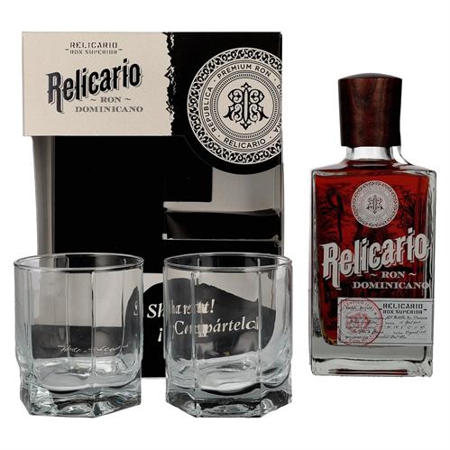 Rom - Relicario Superior, Gaveæske med 2 glas 70 cl.